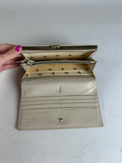 Vintage Vivienne Westwood Embroidered Leather Wallet Silver Blue
