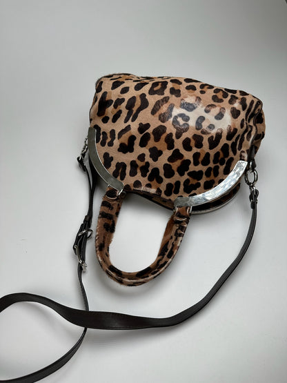 Vintage Marni Leopard fur 2way bag brown