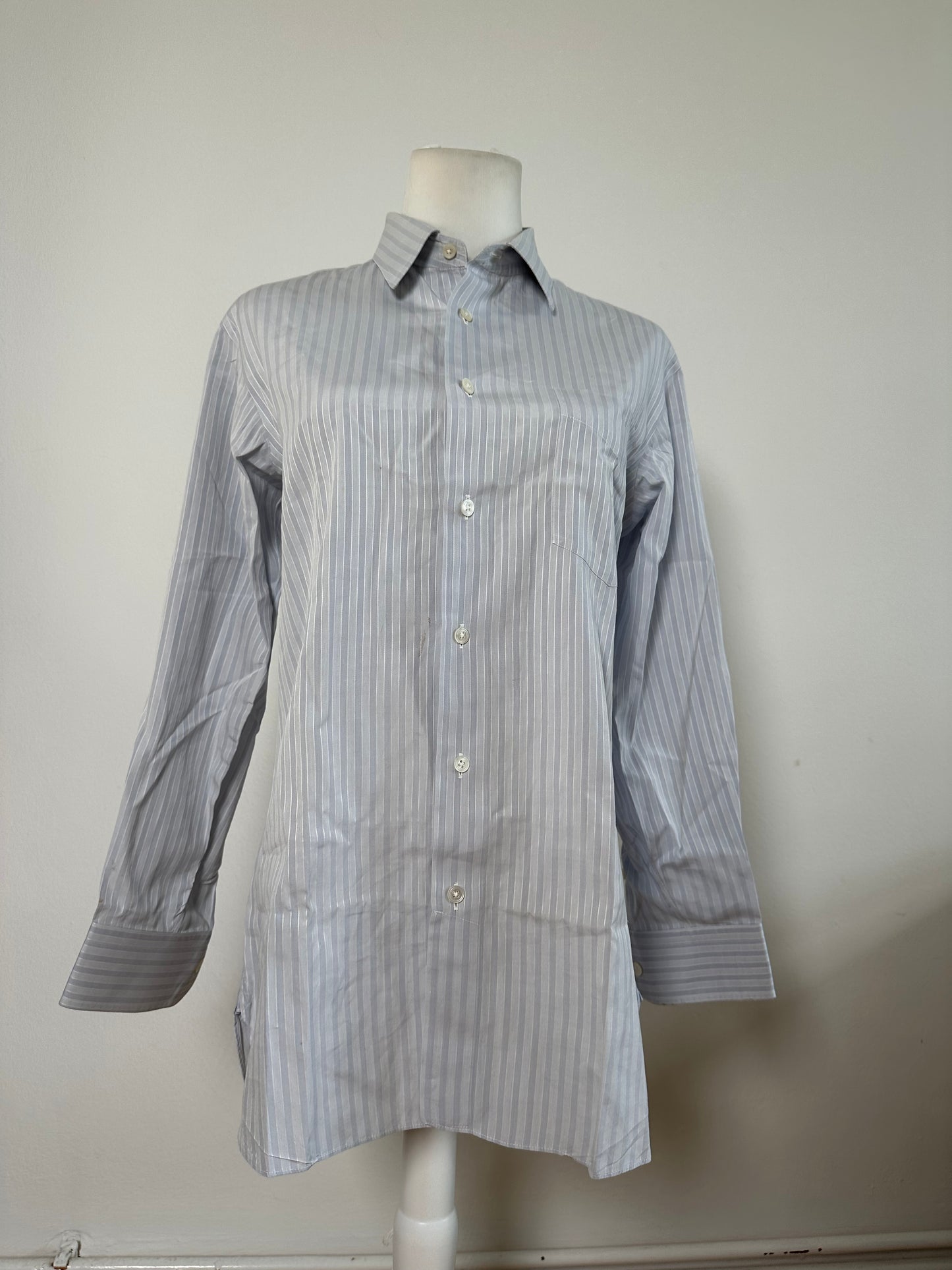 Vintage Dior Men's Cotton Shirt Light Blue White L
