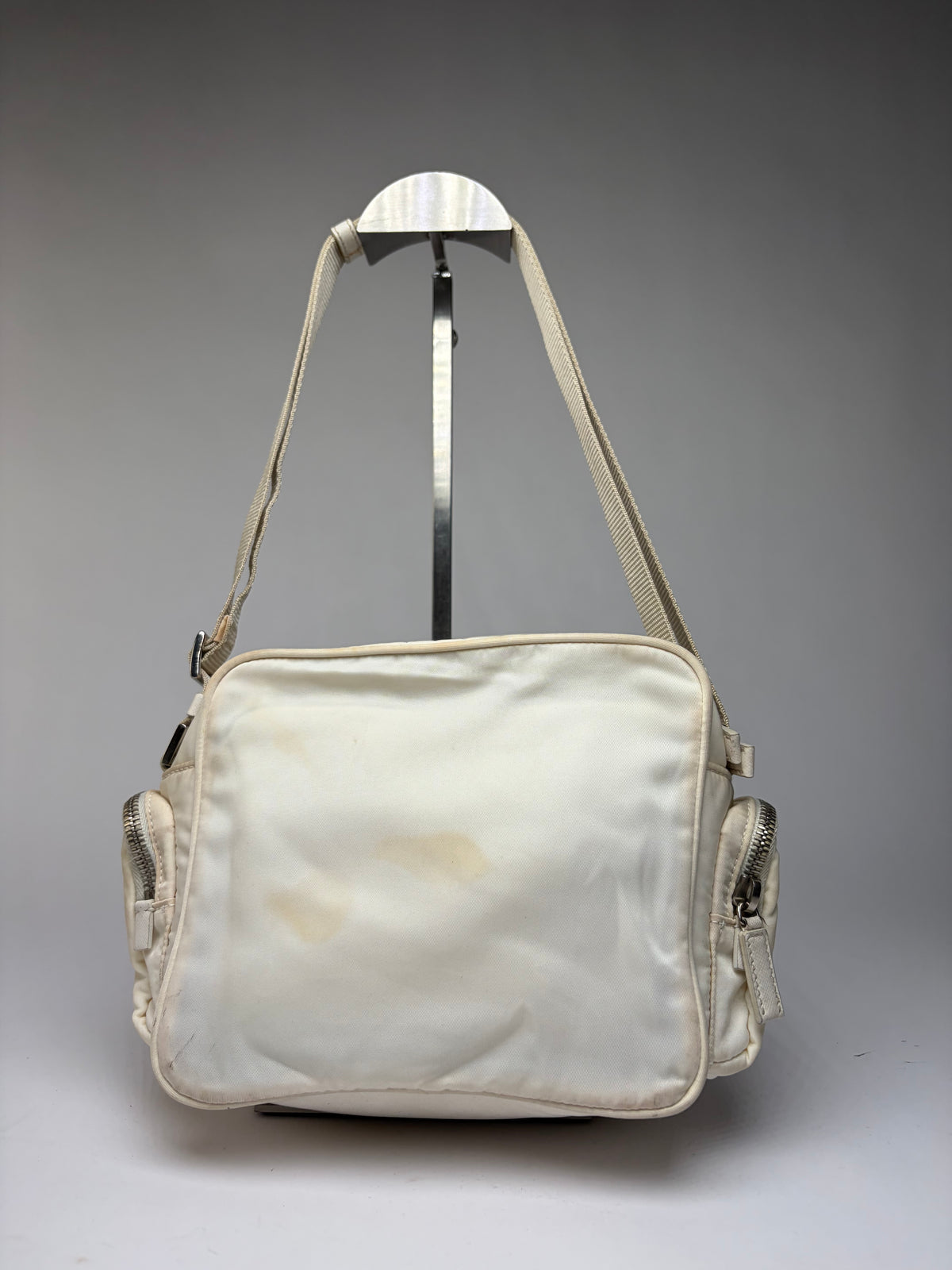 Vintage Prada Nylon Crossbody Bag Late 1990s Cream