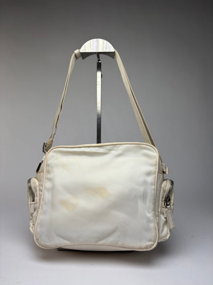 Vintage Prada Nylon Crossbody Bag Late 1990s Cream