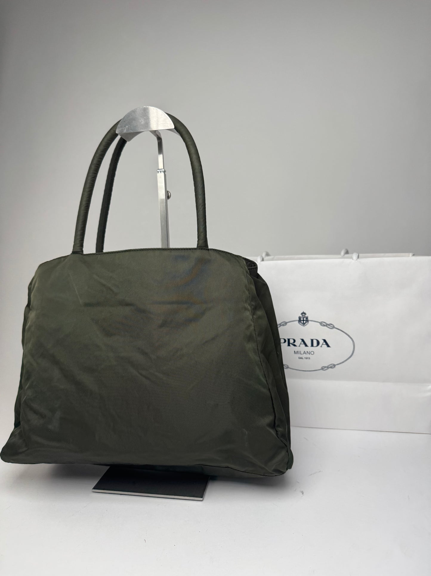 Vintage Prada Nylon Triangle Handbag Green