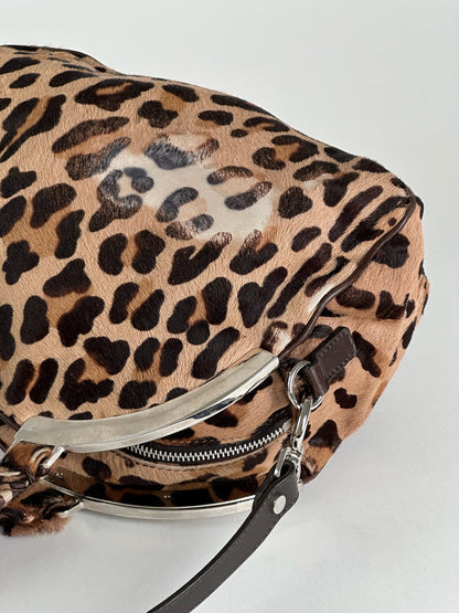 Vintage Marni Leopard fur 2way bag brown