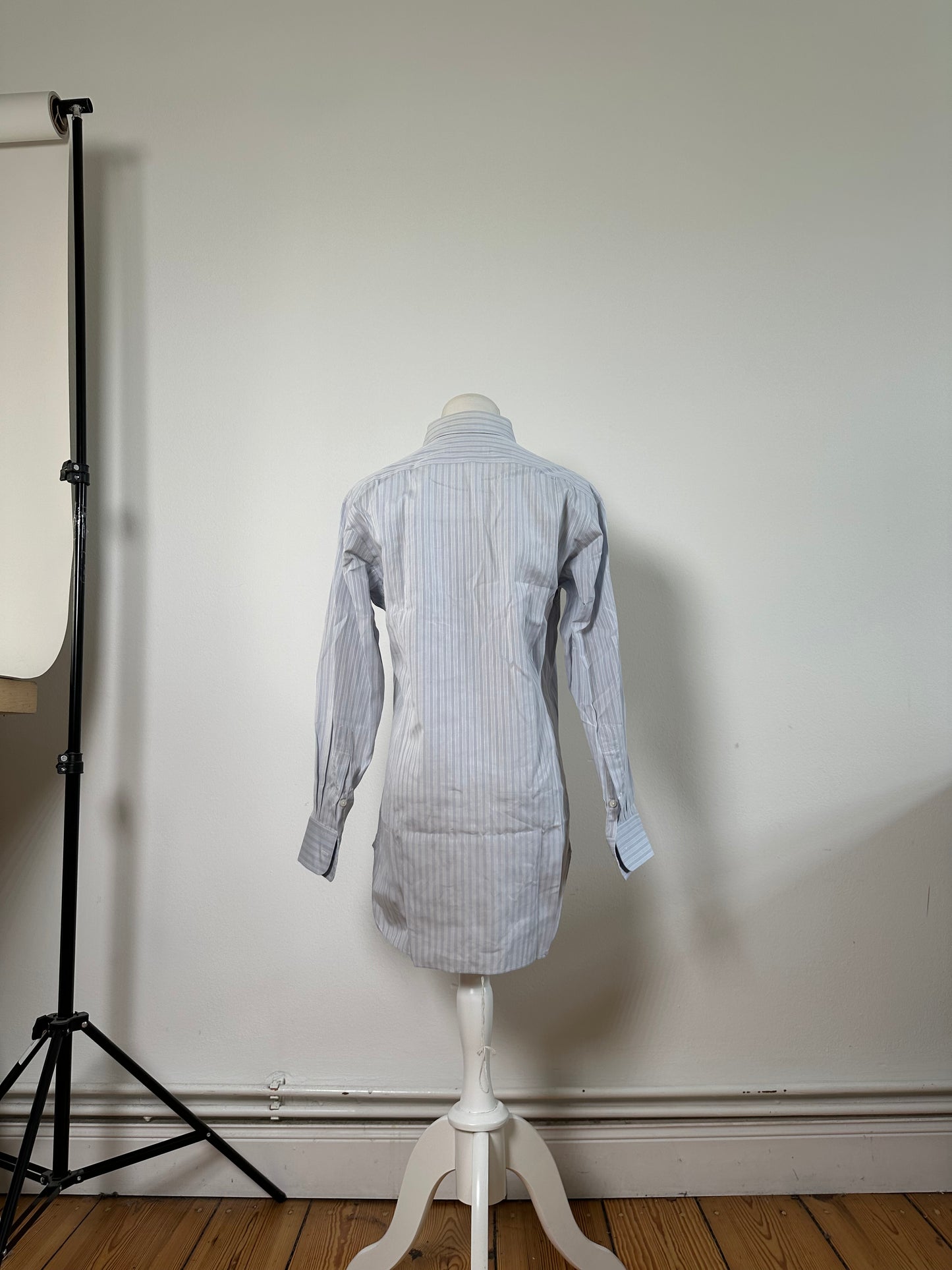 Vintage Dior Men's Cotton Shirt Light Blue White L
