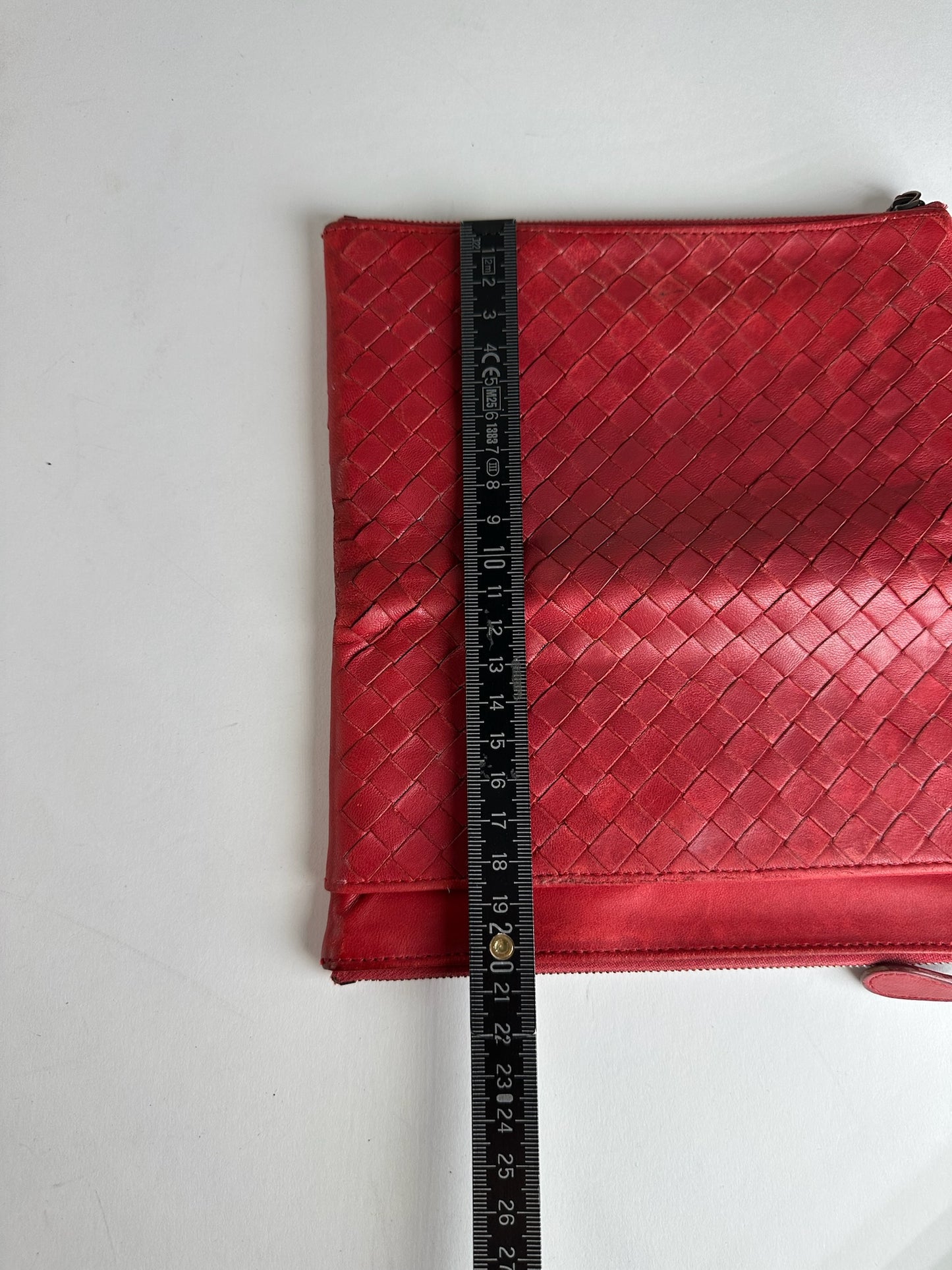 Vintage Bottega Veneta Intrecciato Leather Card Holder Wallet Red
