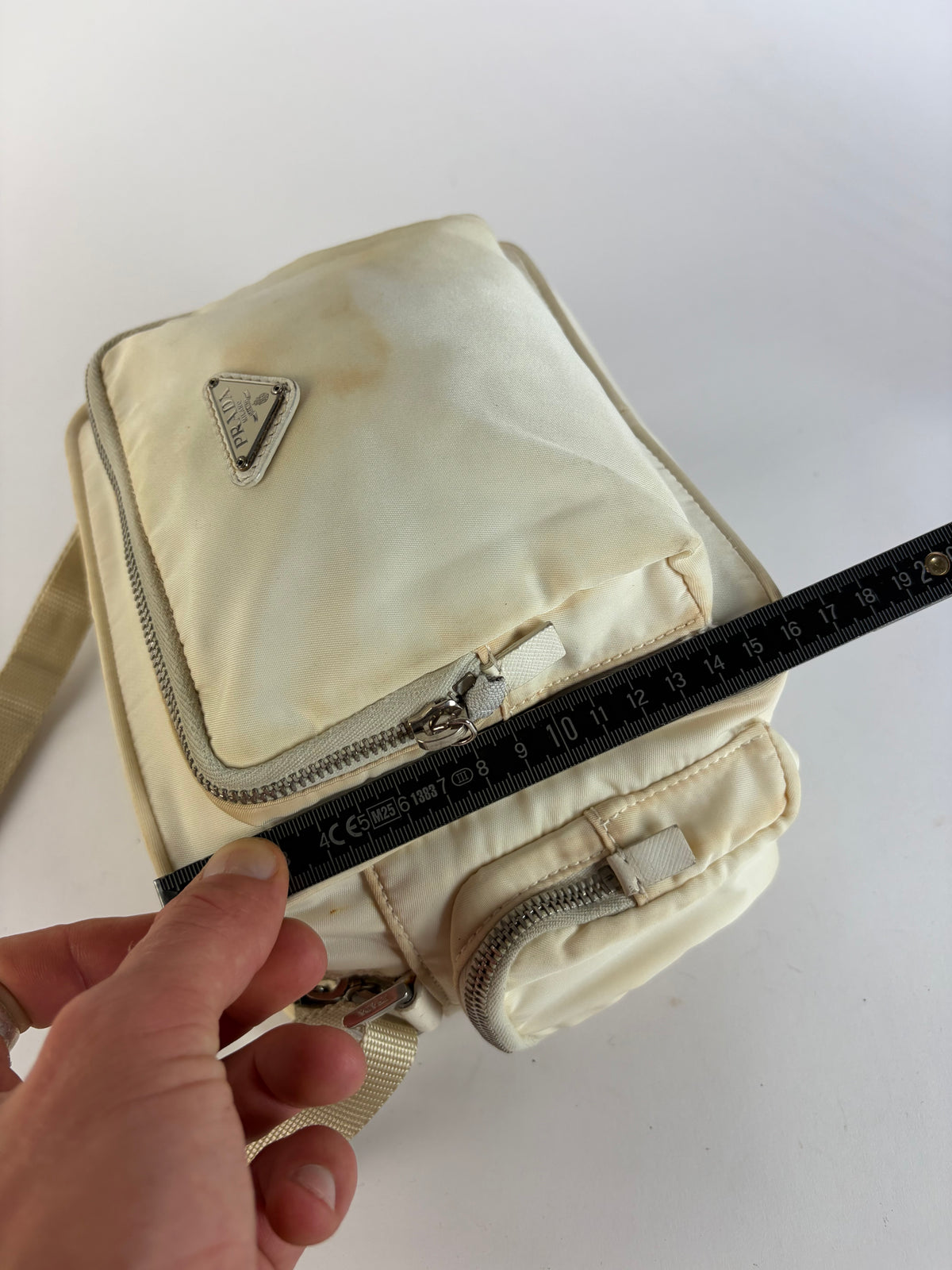 Vintage Prada Nylon Crossbody Bag Late 1990s Cream
