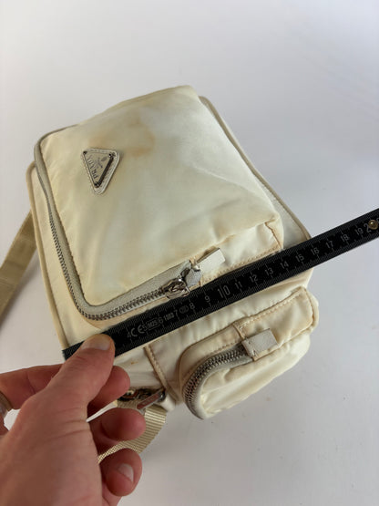 Vintage Prada Nylon Crossbody Bag Late 1990s Cream