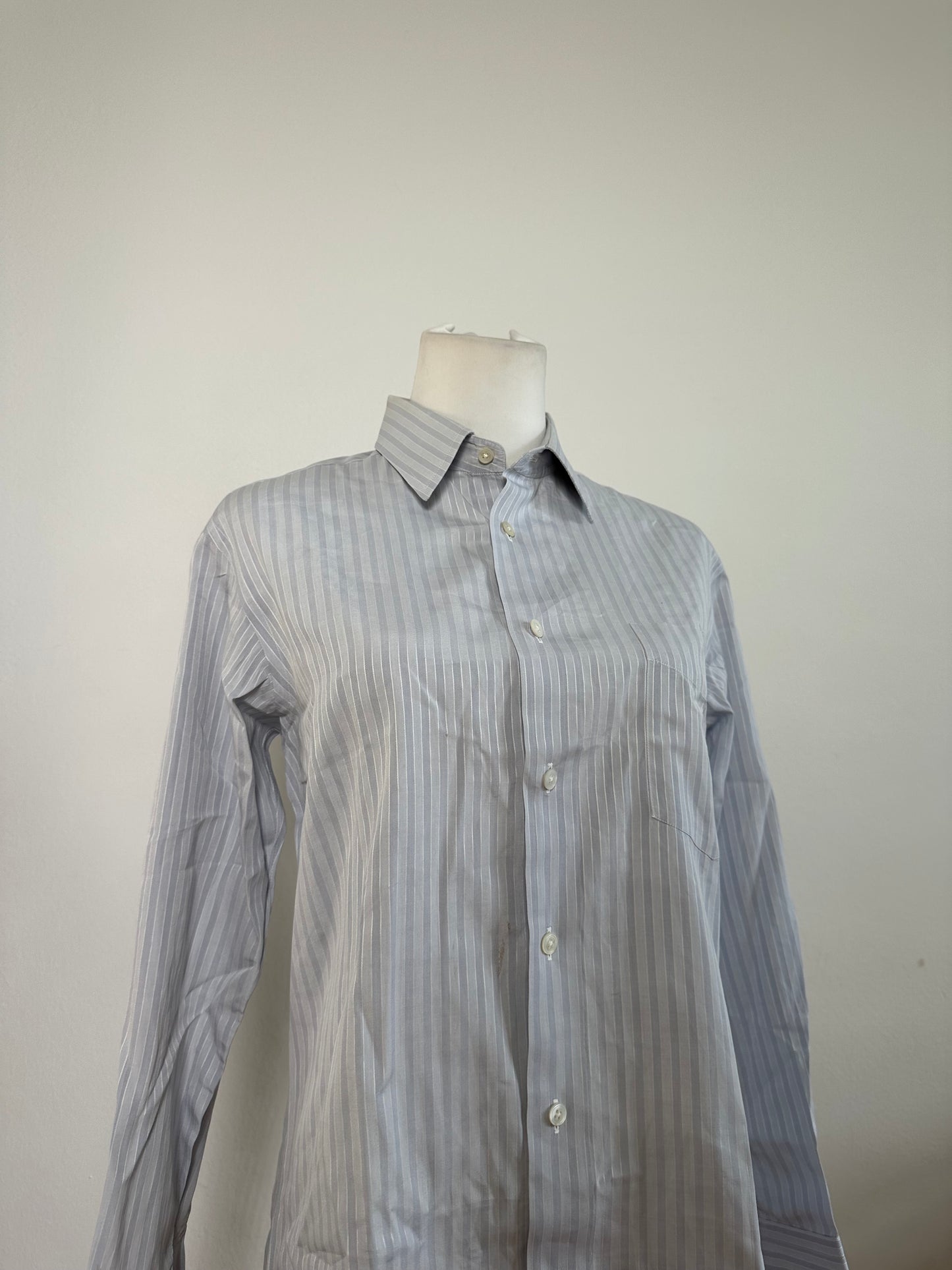 Vintage Dior Men's Cotton Shirt Light Blue White L
