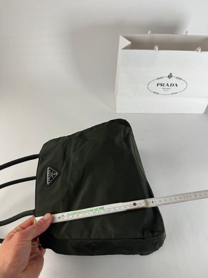 Vintage Prada Nylon Triangle Handbag Green