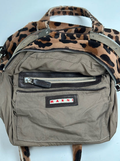Vintage Marni Leopard fur 2way bag brown