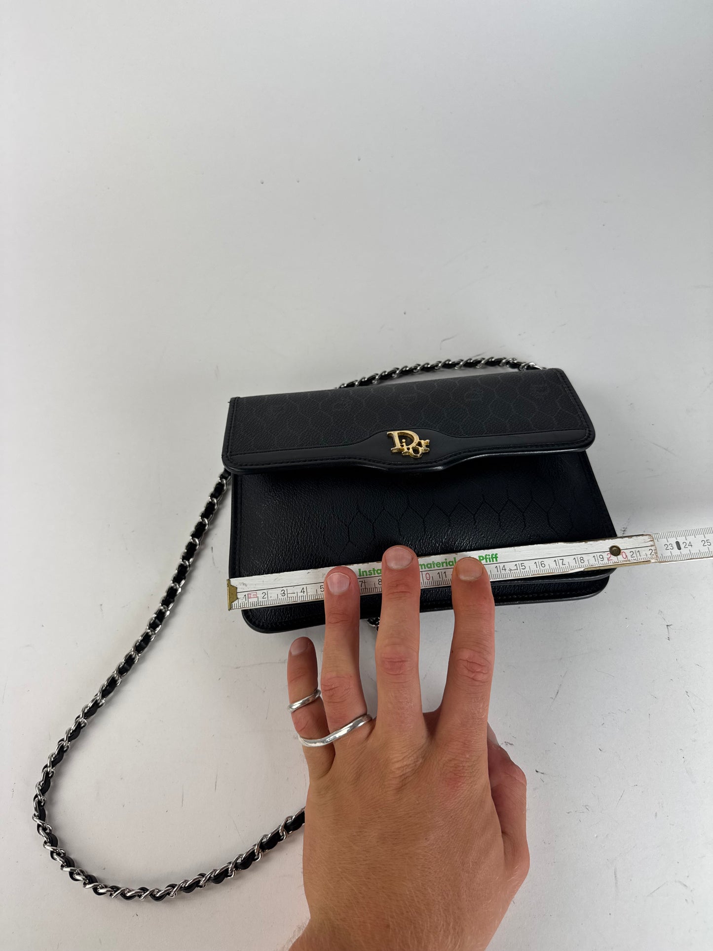 Sac vintage en cuir monogramme Dior noir