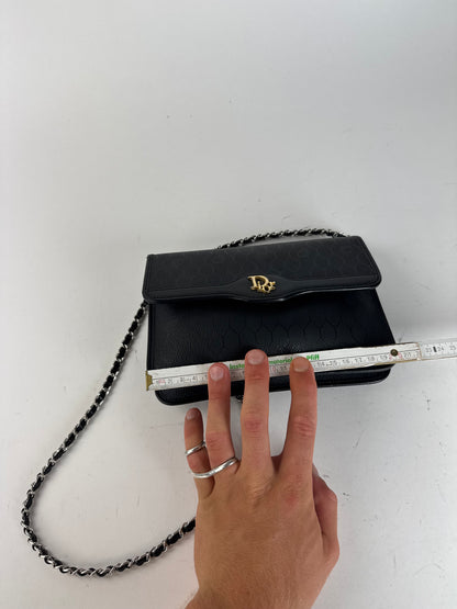 Sac vintage en cuir monogramme Dior noir