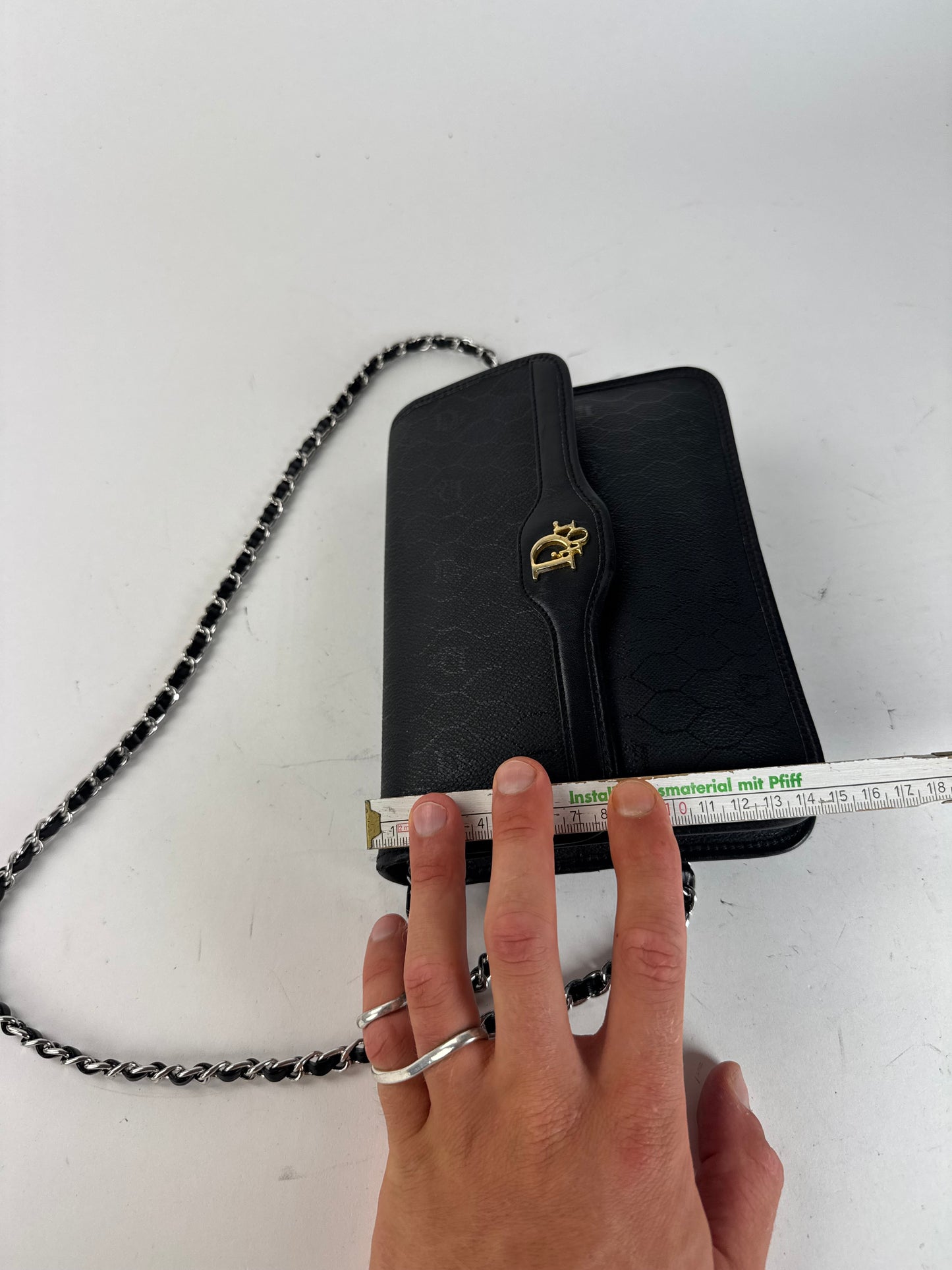 Sac vintage en cuir monogramme Dior noir