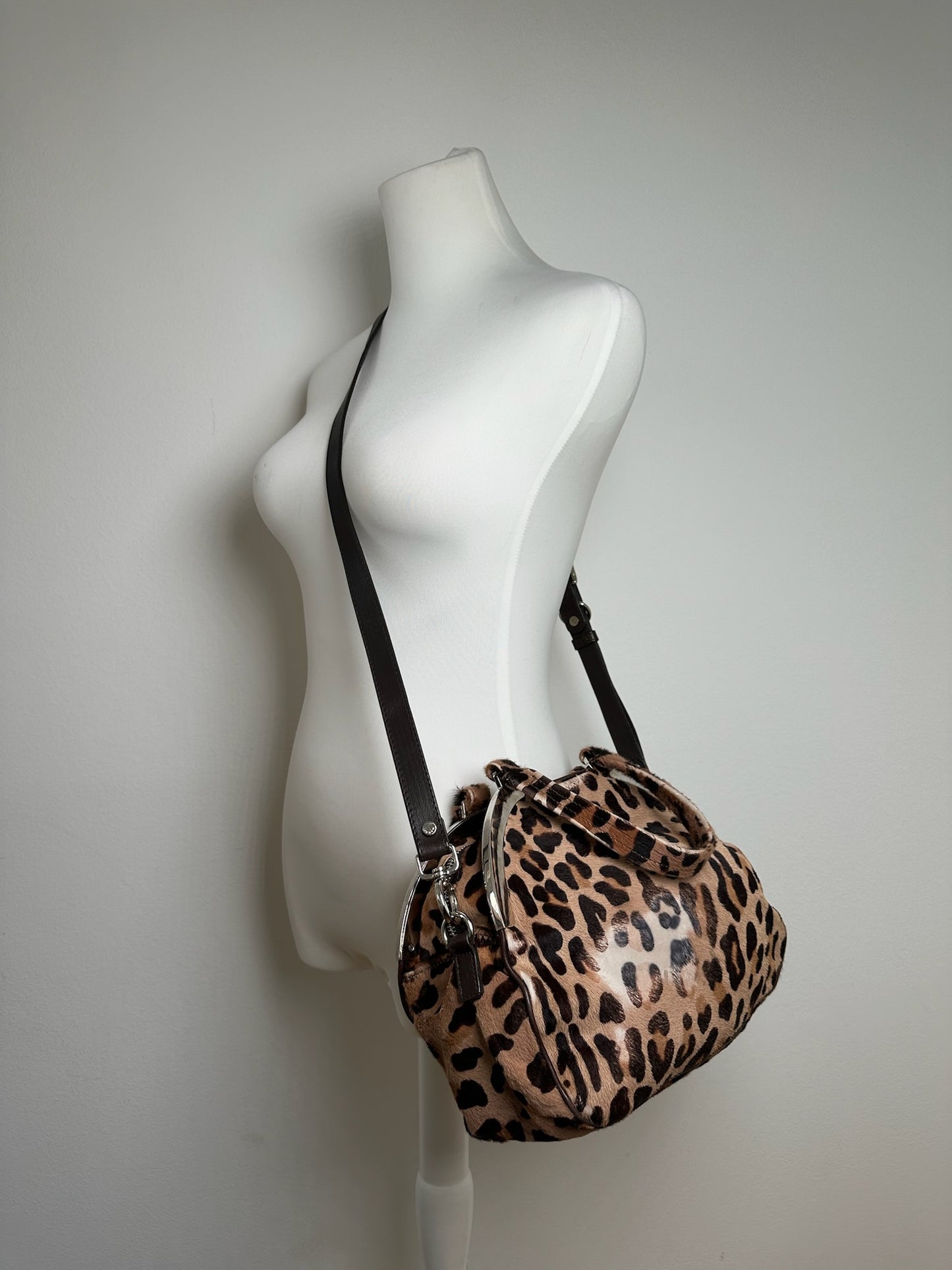 Vintage Marni Leopard fur 2way bag brown