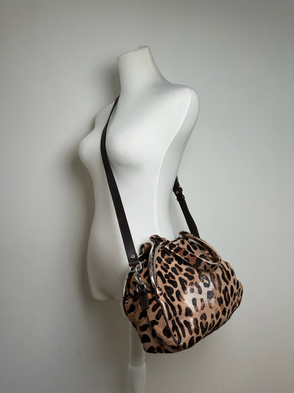 Vintage Marni Leopard fur 2way bag brown