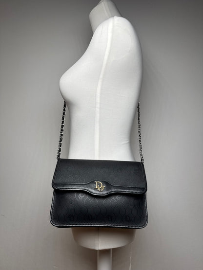 Sac vintage en cuir monogramme Dior noir