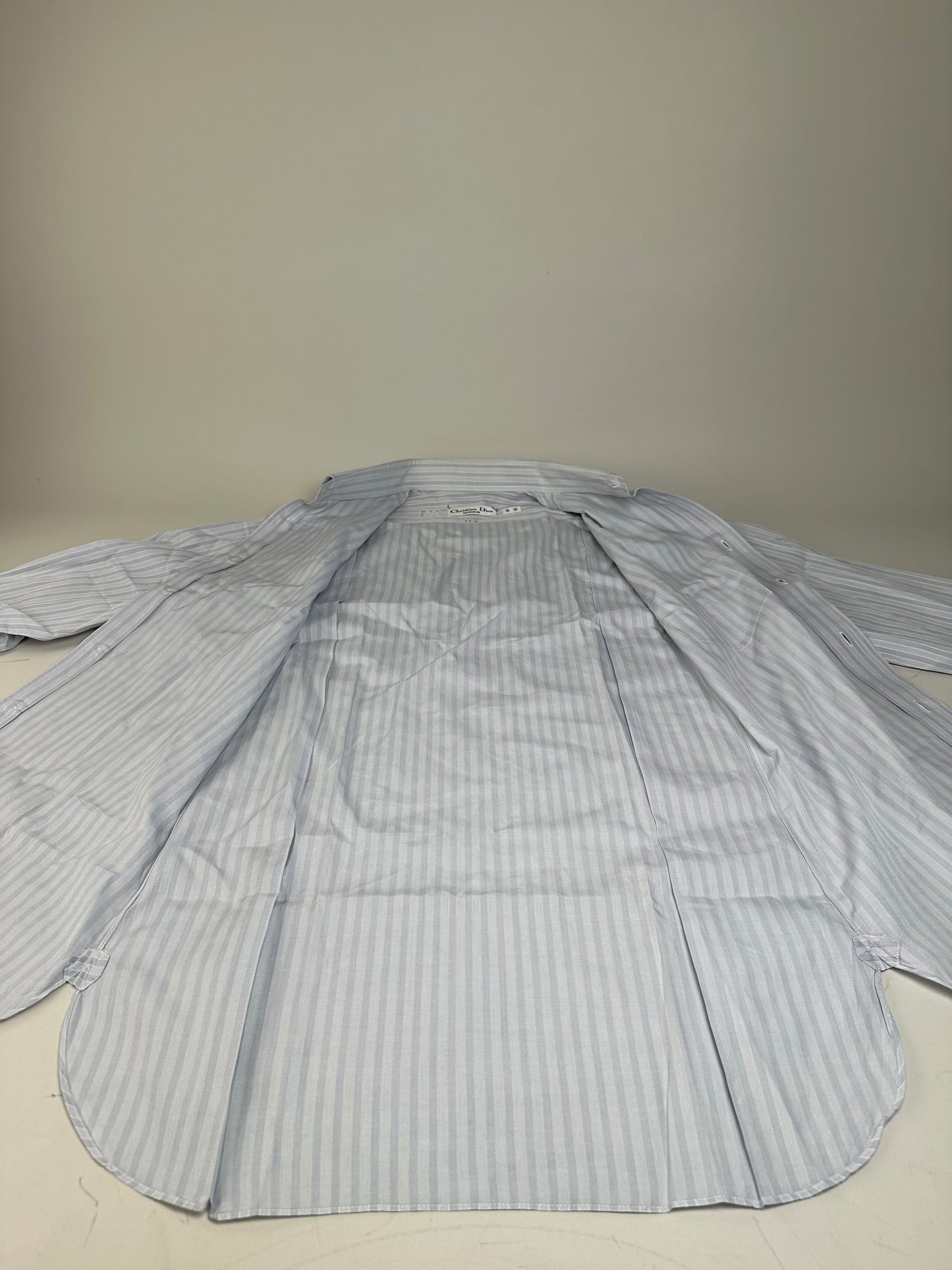 Vintage Dior Men's Cotton Shirt Light Blue White L