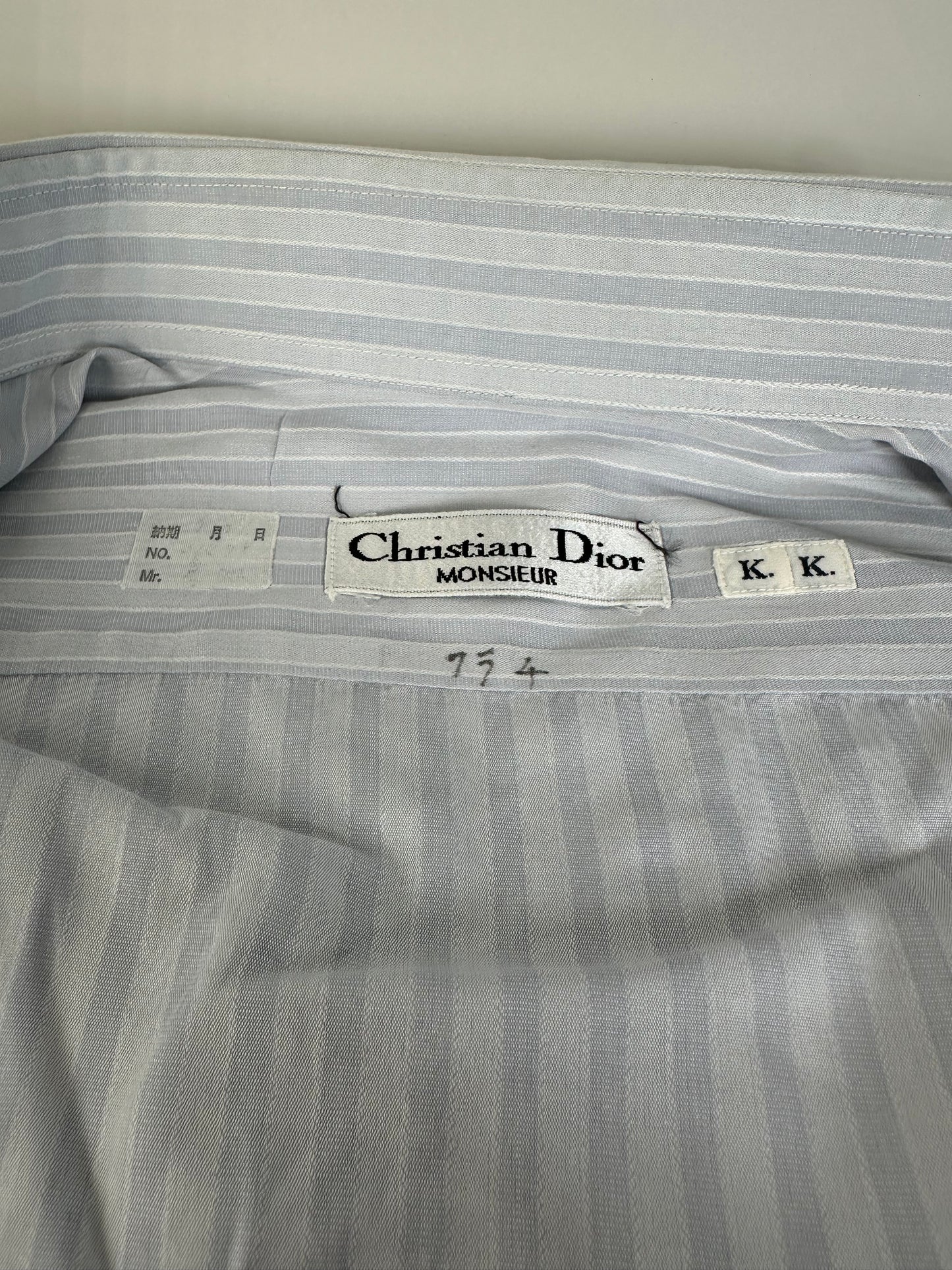 Vintage Dior Men's Cotton Shirt Light Blue White L