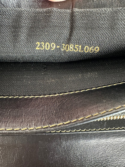 Vintage Fendi Pequin Stripe Long Wallet Canvas Brown