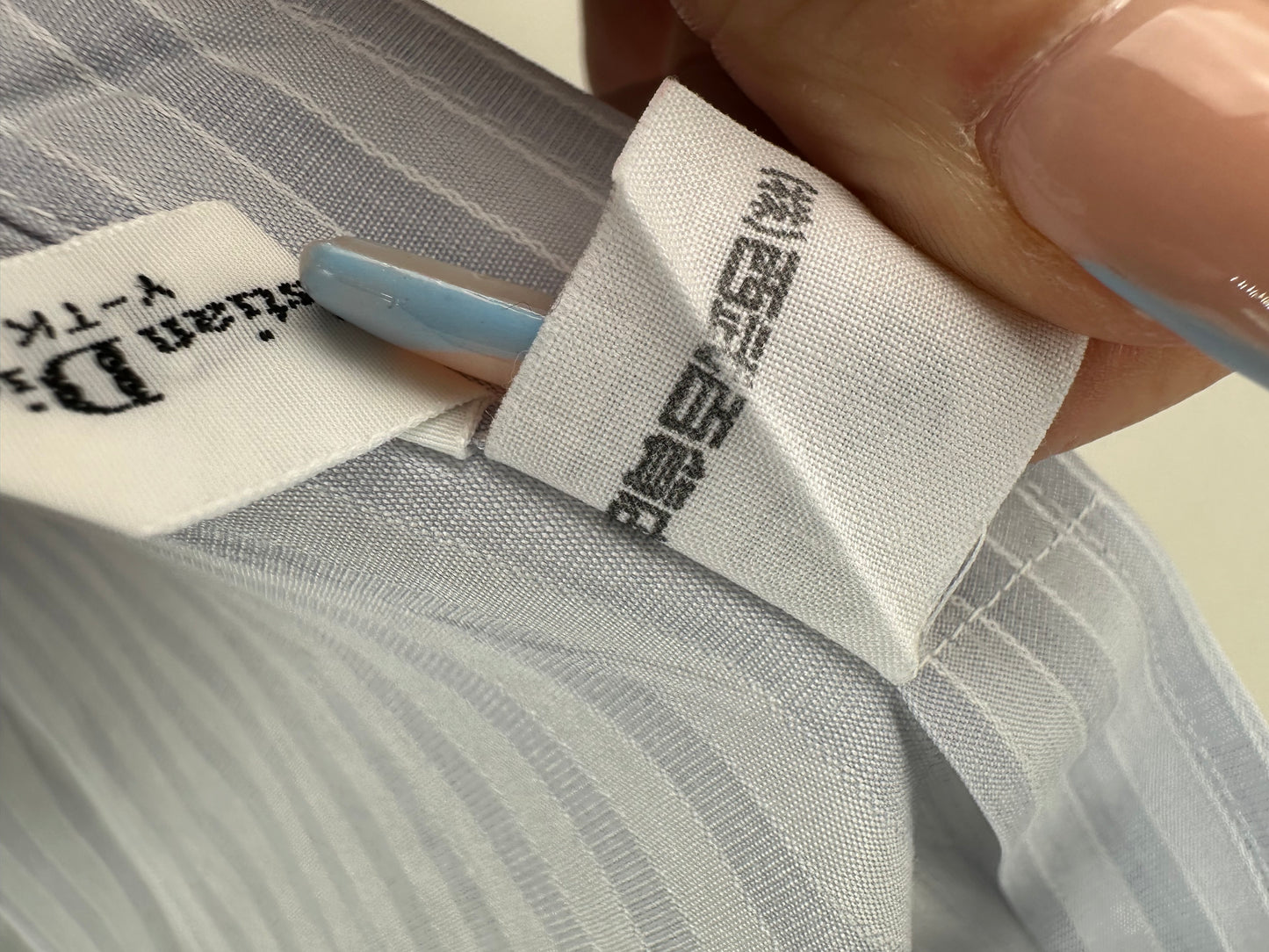 Vintage Dior Men's Cotton Shirt Light Blue White L