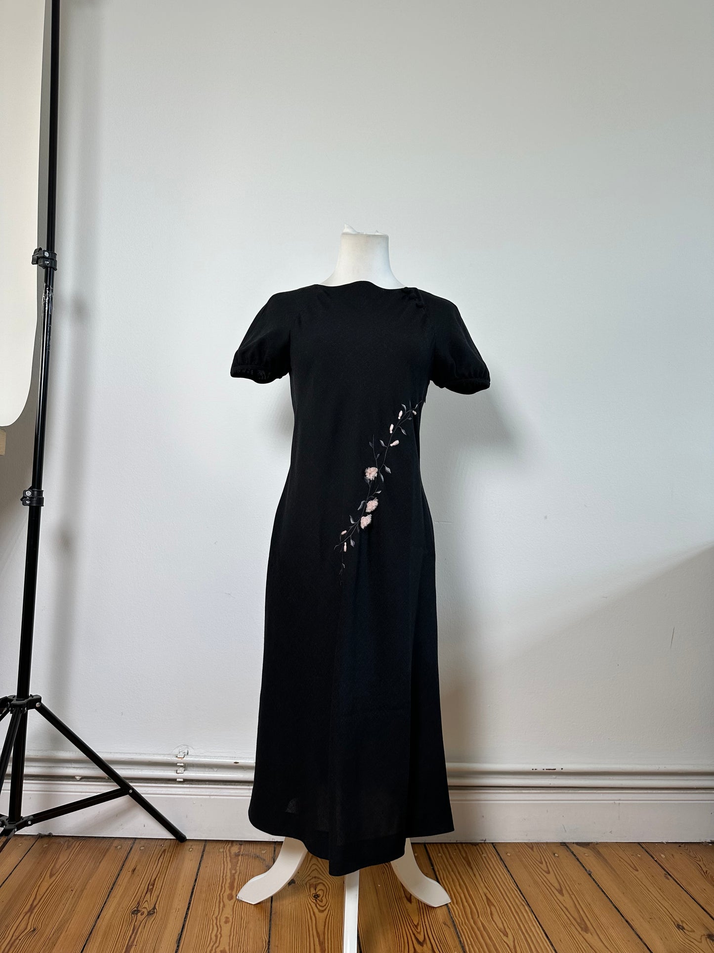 Vintage Chloe Embroidered Cotton Dress Black L