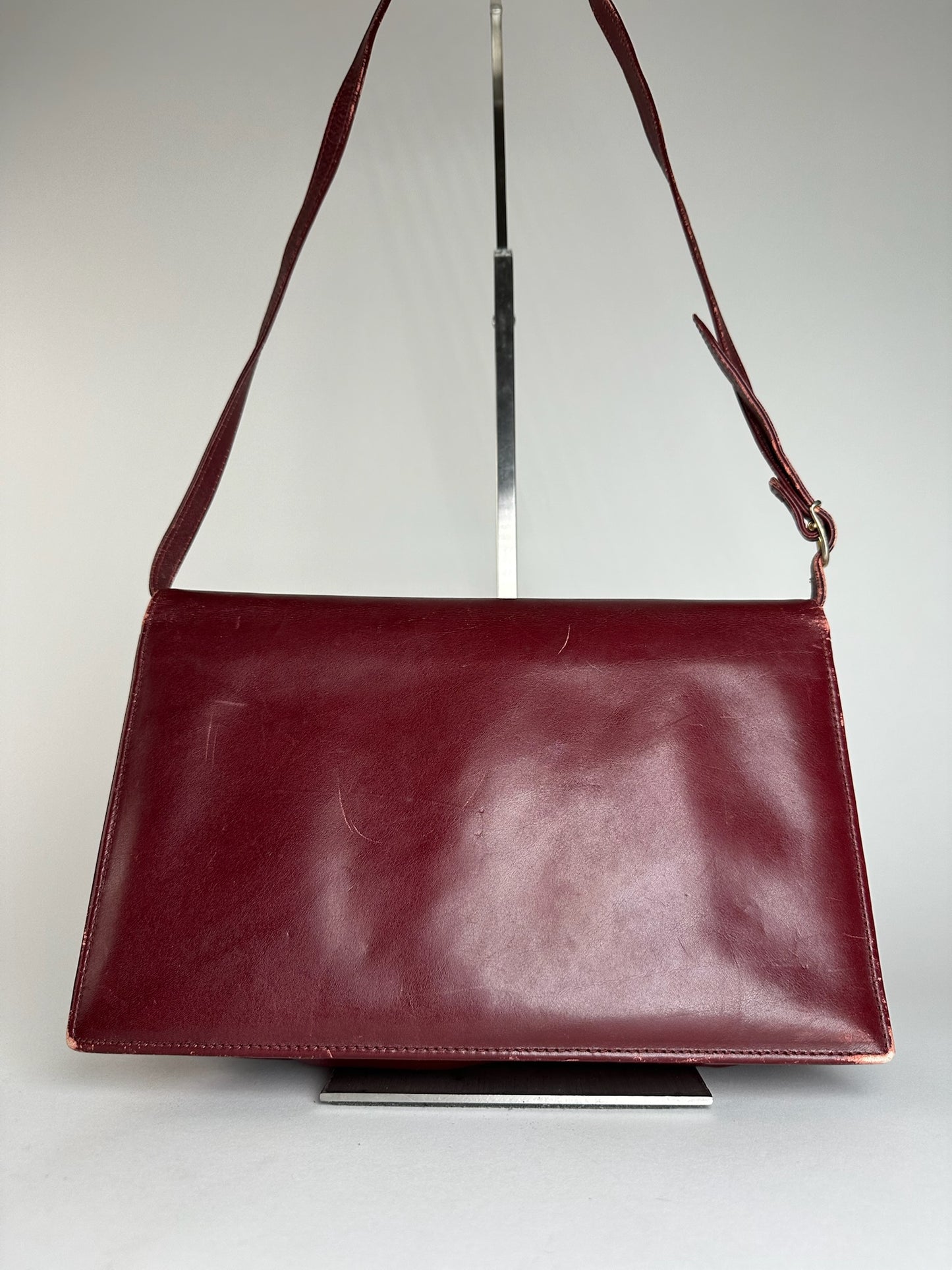 Vintage Givenchy Leather Shoulder Bag Burgundy