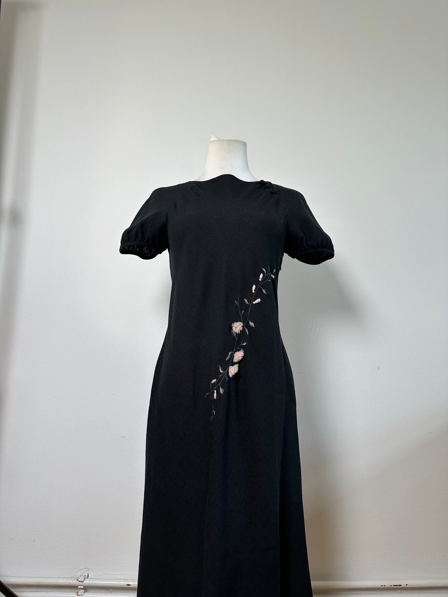 Vintage Chloe Embroidered Cotton Dress Black L