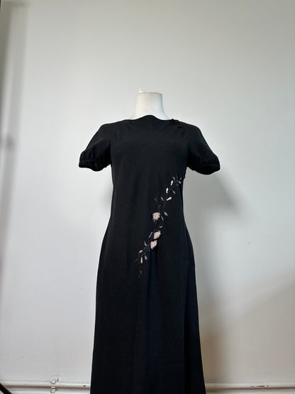 Vintage Chloe Embroidered Cotton Dress Black L