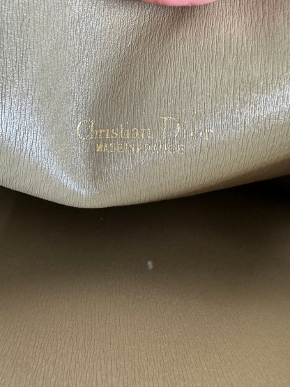 Vintage Dior Coated Canvas Clutch Beige Brown Gold