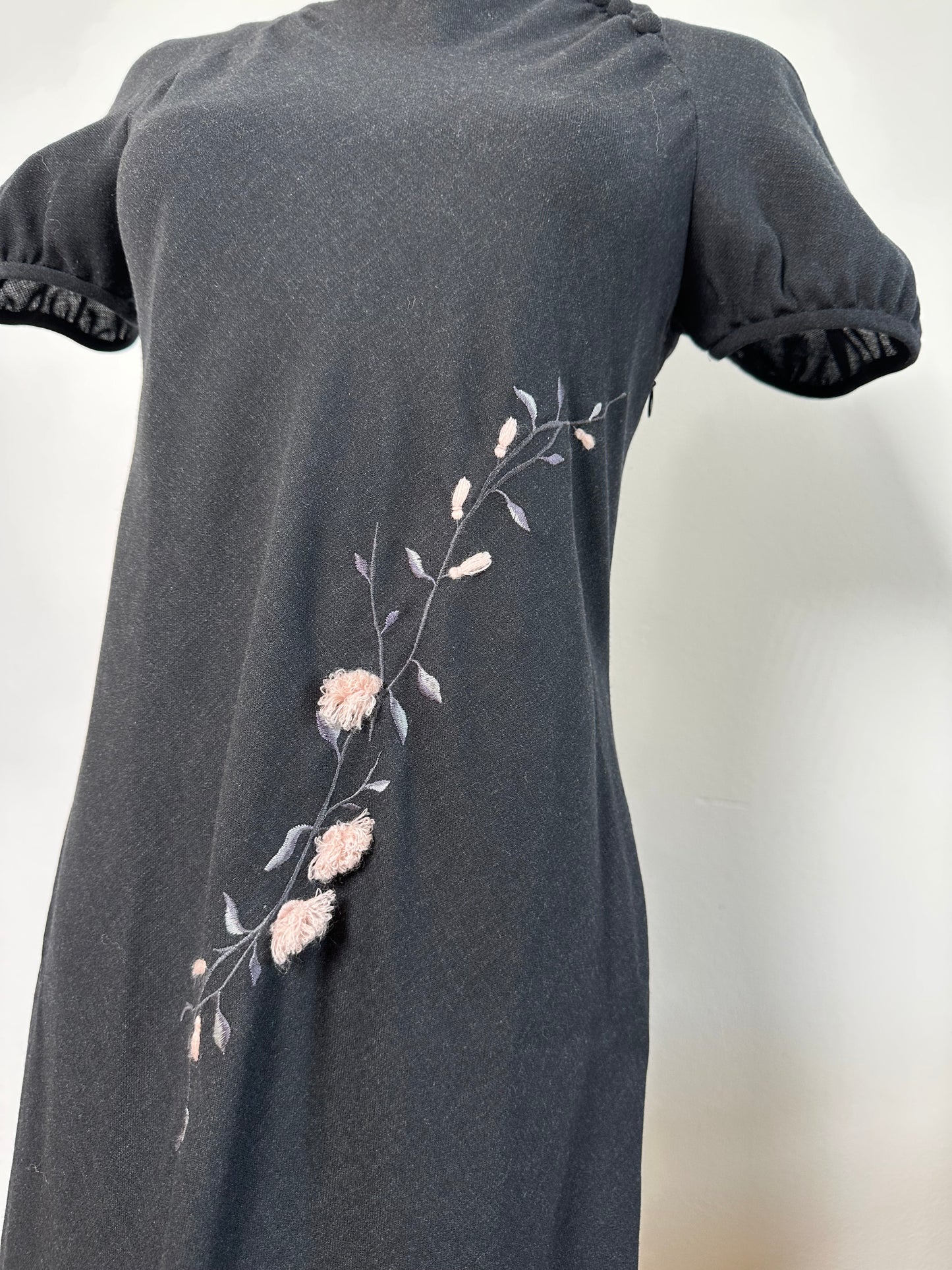 Vintage Chloe Embroidered Cotton Dress Black L