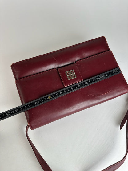 Vintage Givenchy Leather Shoulder Bag Burgundy