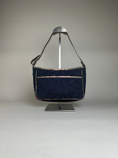 Vintage Fendi Denim Shoulder Bag Dark Blue Multicolour