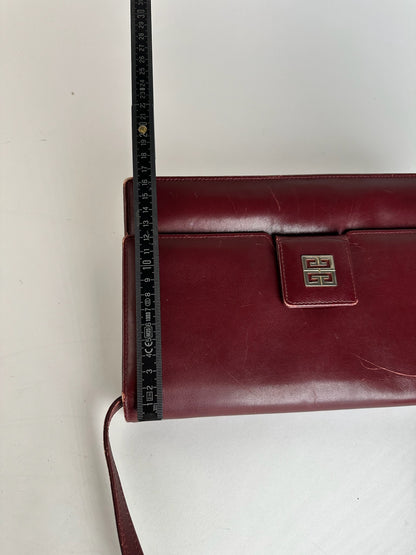 Vintage Givenchy Leather Shoulder Bag Burgundy