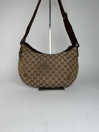 Vintage Gucci GG Canvas Shoulder Bag Beige Brown