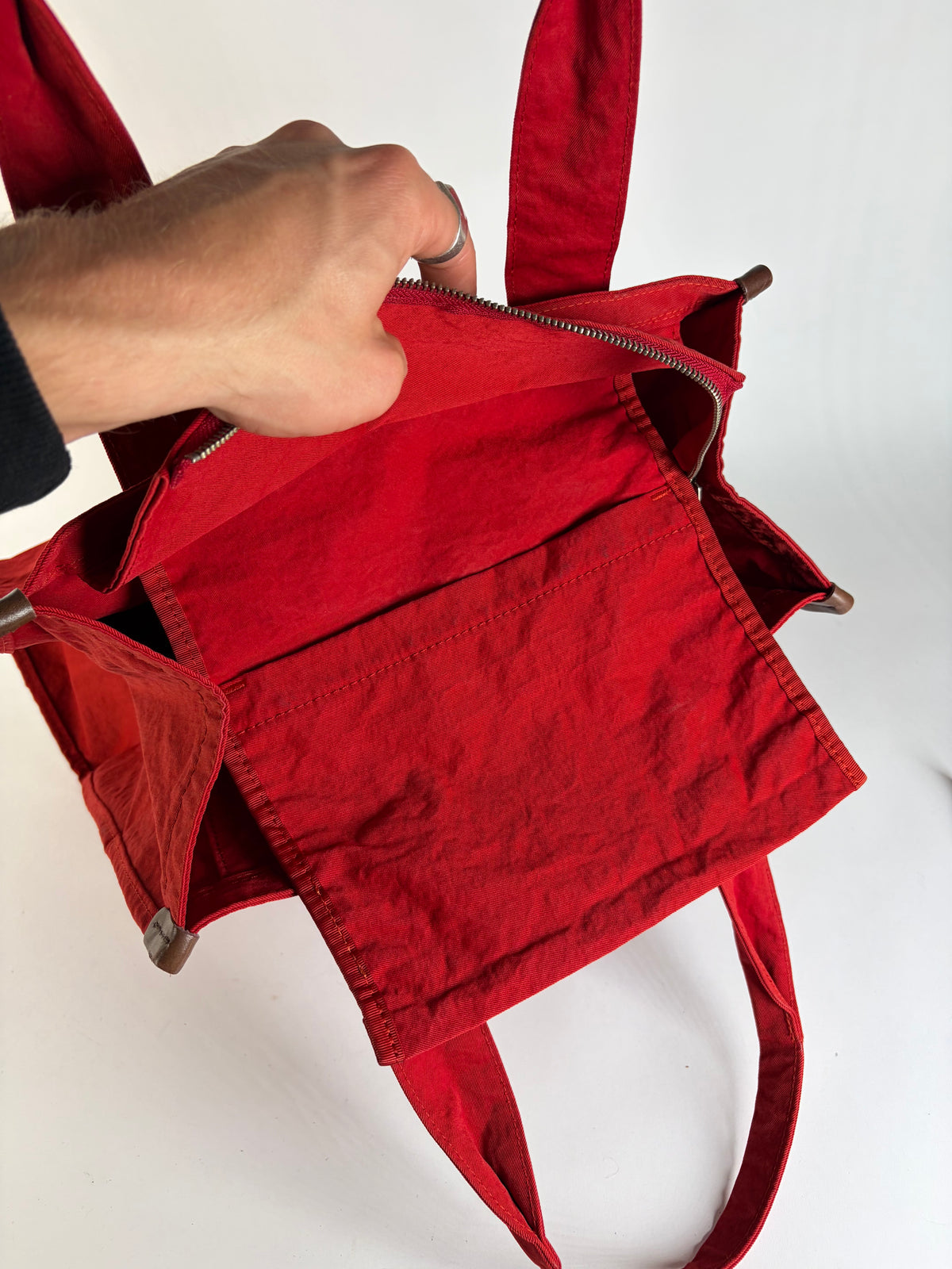 Vintage Issey Miyake Nylon Tote Red Silver