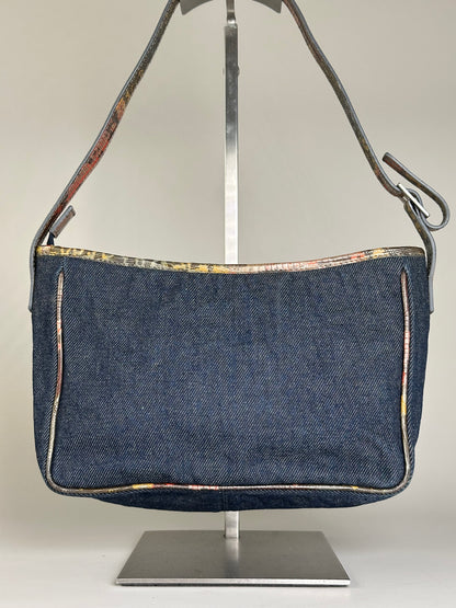 Vintage Fendi Denim Shoulder Bag Dark Blue Multicolour