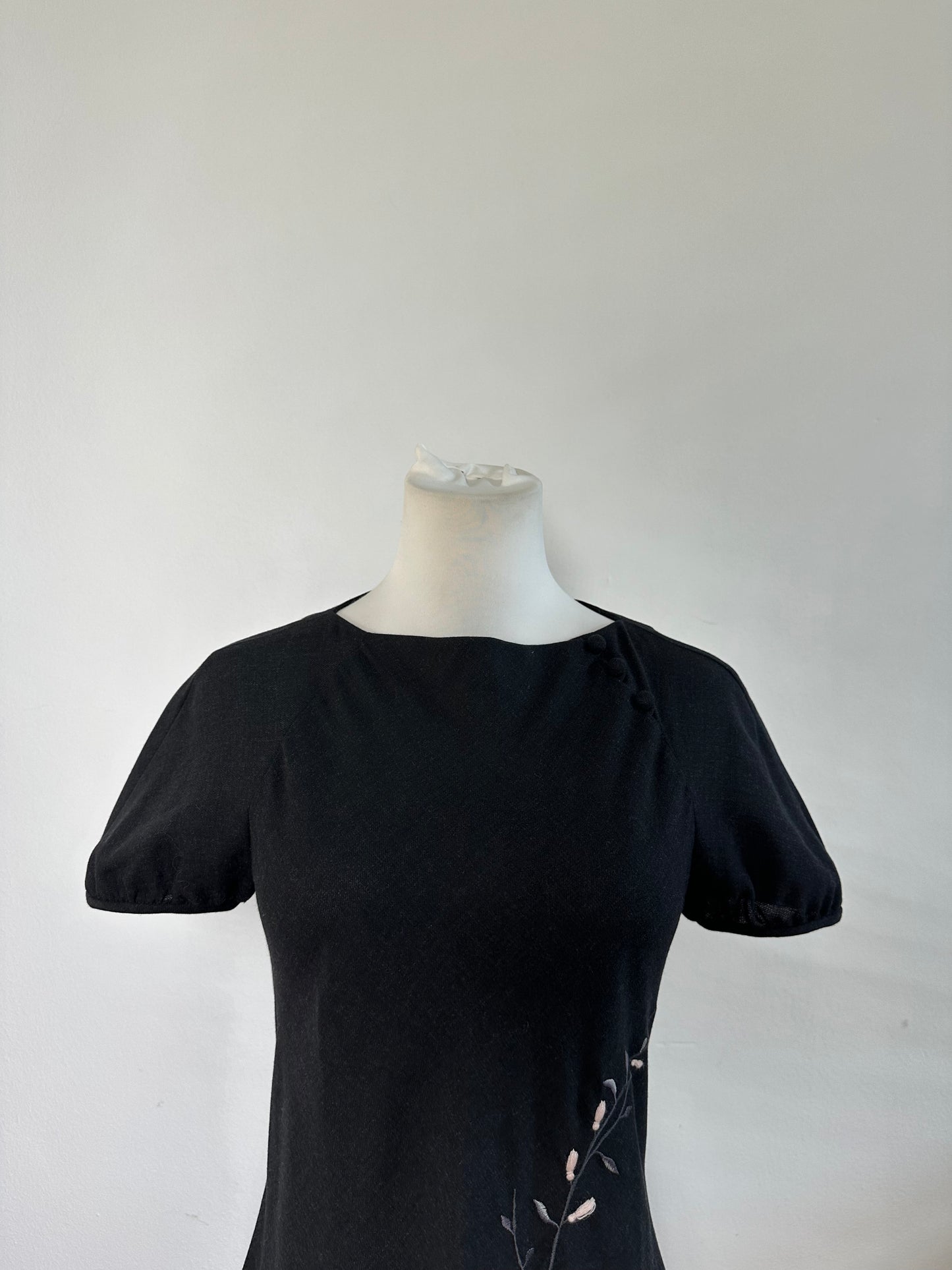 Vintage Chloe Embroidered Cotton Dress Black L