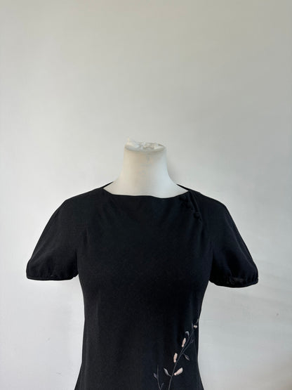 Vintage Chloe Embroidered Cotton Dress Black L