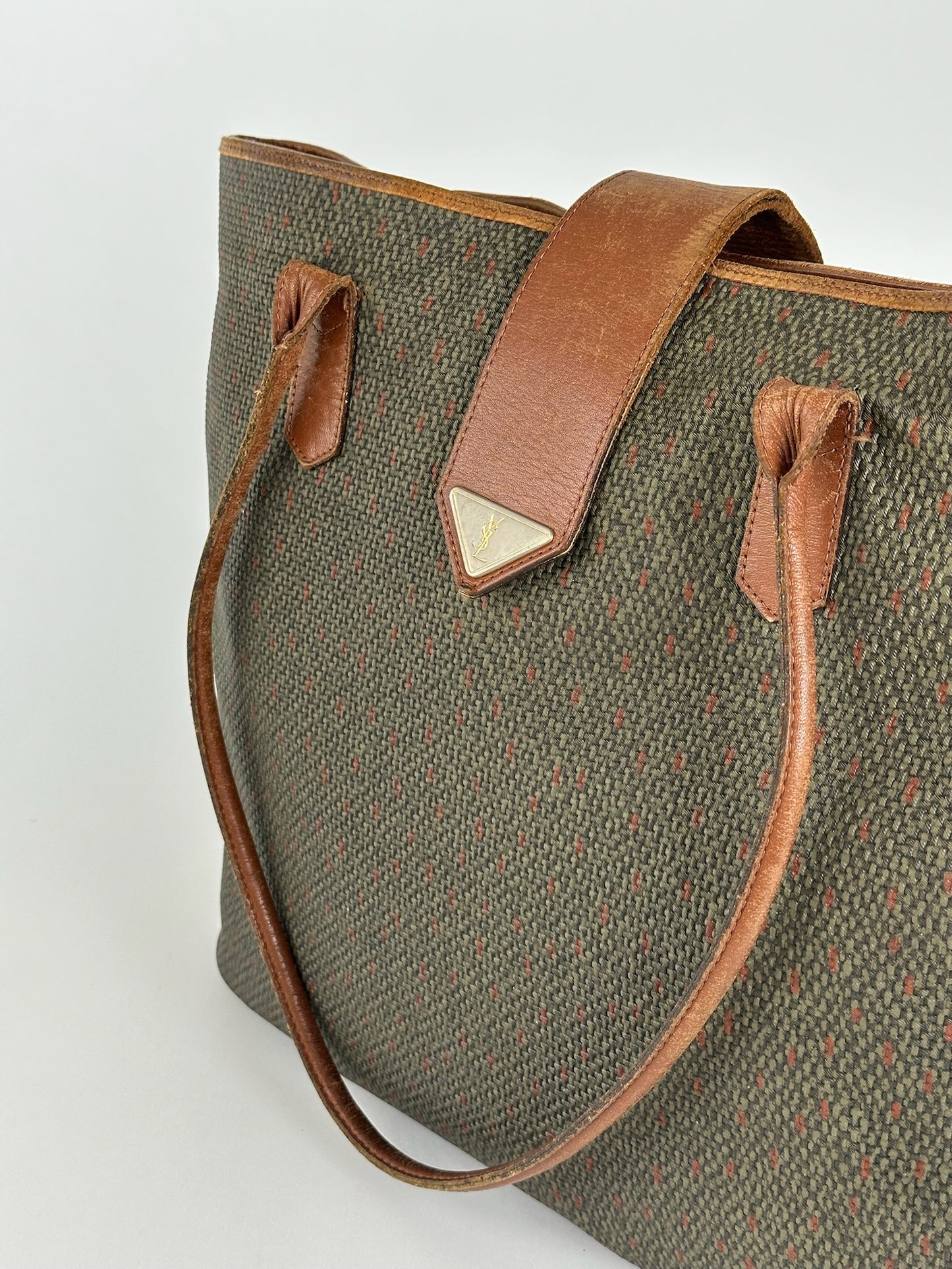 Sac à main vintage Yves Saint Laurent gris marron