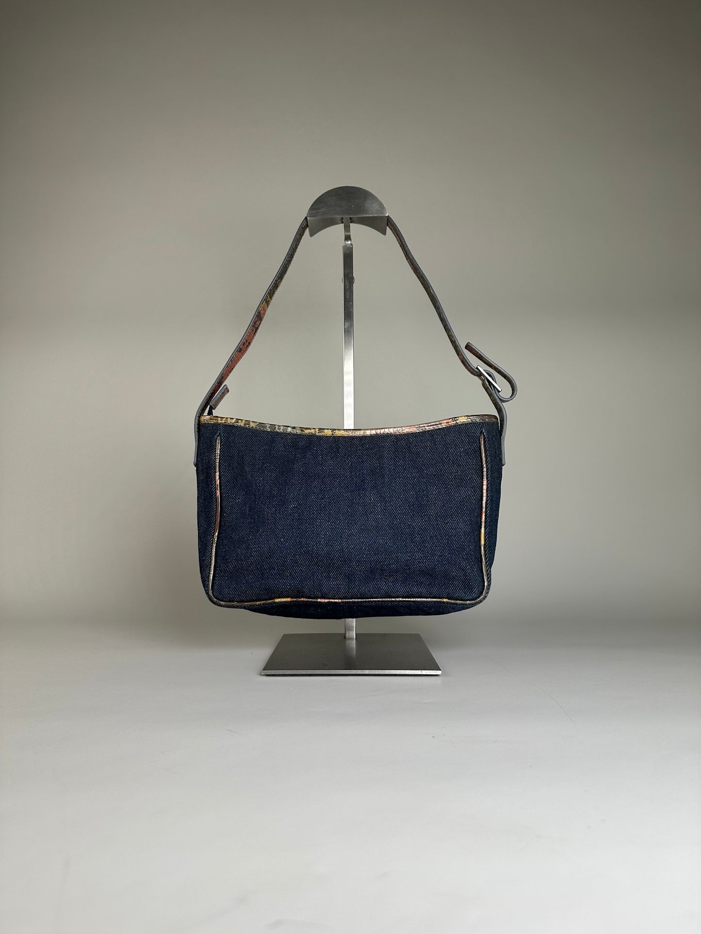 Vintage Fendi Denim Shoulder Bag Dark Blue Multicolour