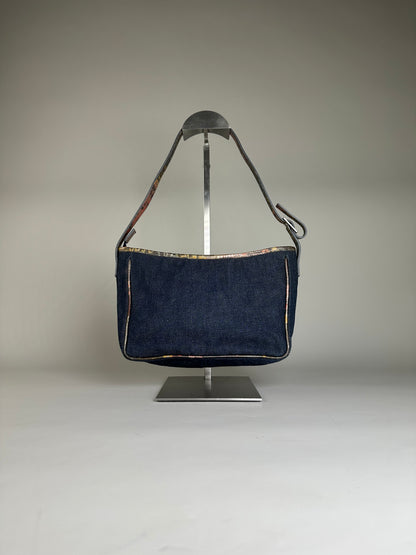 Vintage Fendi Denim Shoulder Bag Dark Blue Multicolour