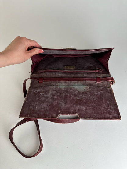 Vintage Givenchy Leather Shoulder Bag Burgundy