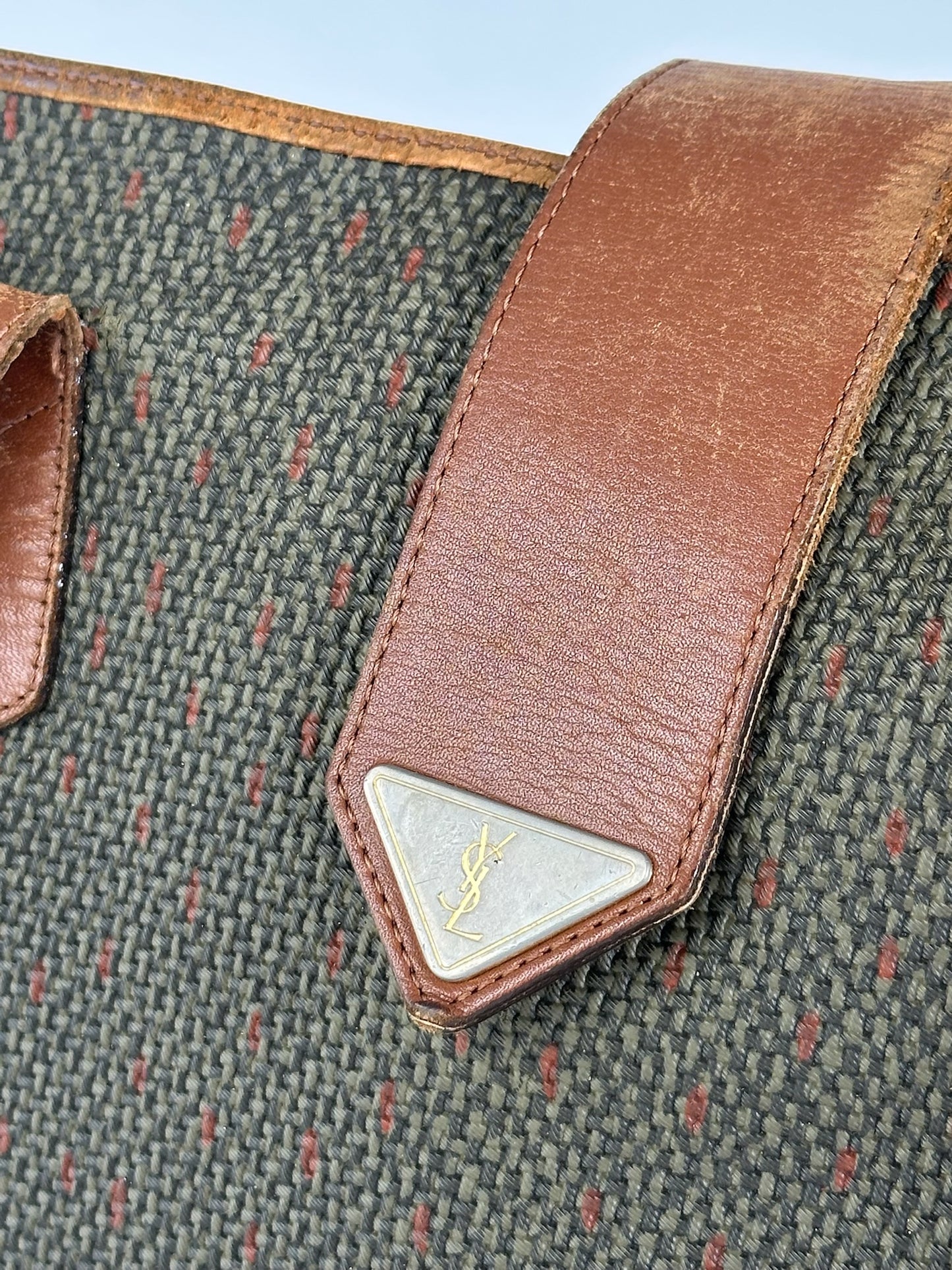 Sac à main vintage Yves Saint Laurent gris marron