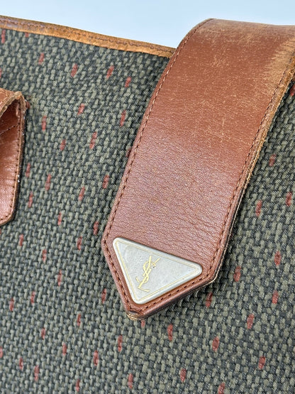 Sac à main vintage Yves Saint Laurent gris marron