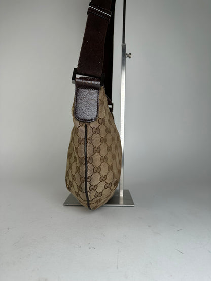 Vintage Gucci GG Canvas Shoulder Bag Beige Brown