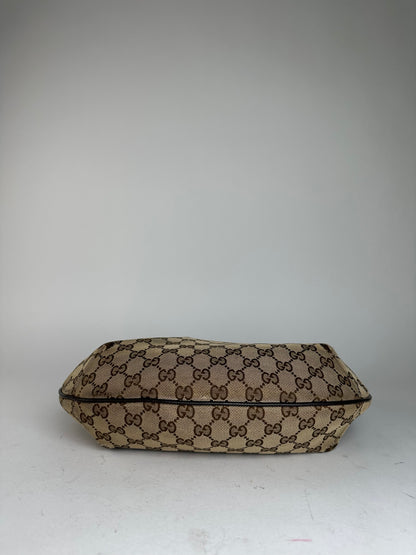 Vintage Gucci GG Canvas Shoulder Bag Beige Brown