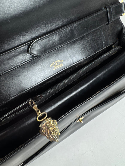 Sac à bandoulière vintage en cuir Gucci noir