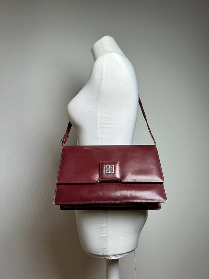 Vintage Givenchy Leather Shoulder Bag Burgundy