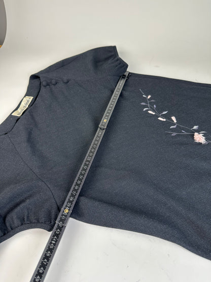 Vintage Chloe Embroidered Cotton Dress Black L