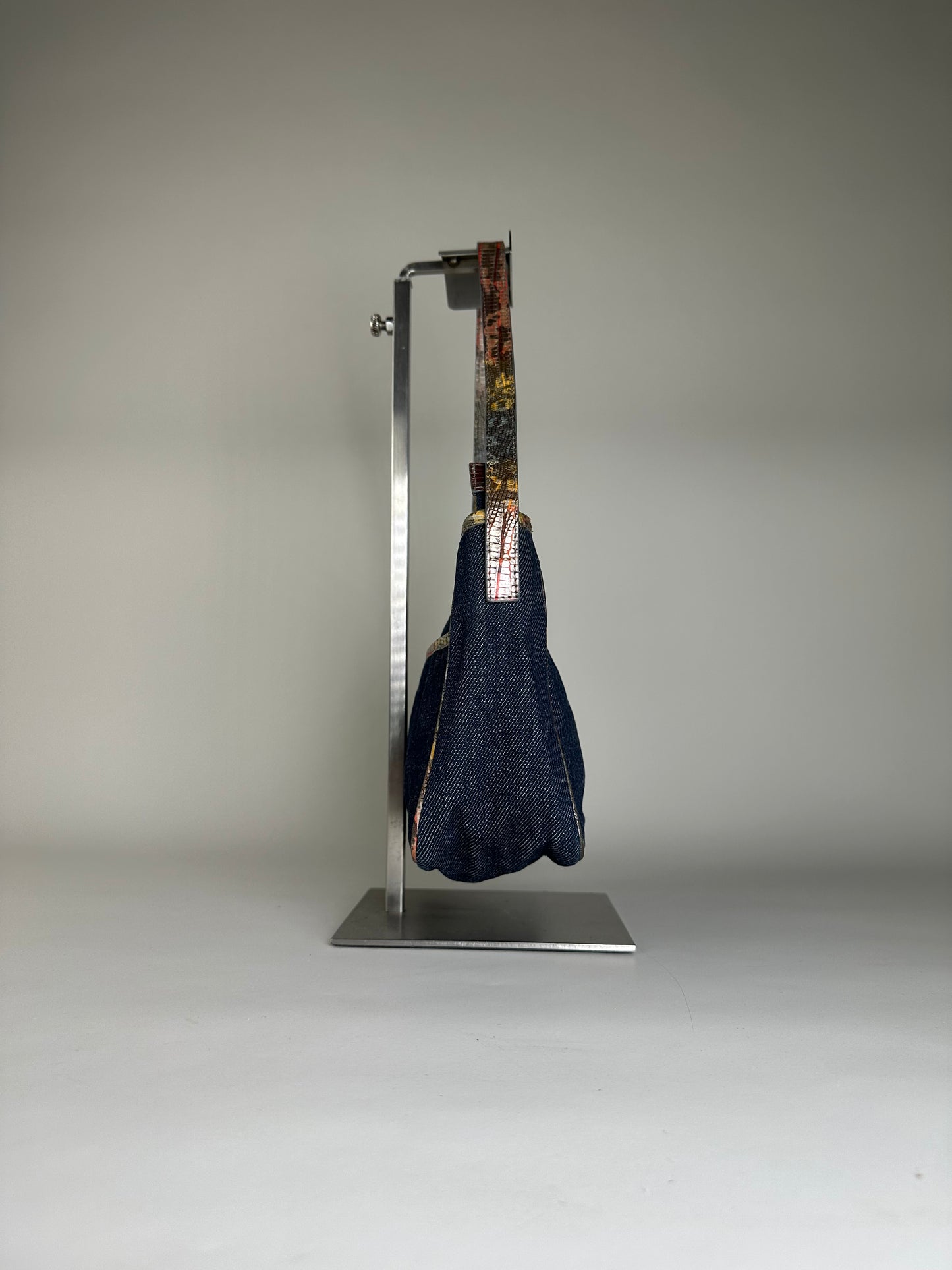 Vintage Fendi Denim Shoulder Bag Dark Blue Multicolour